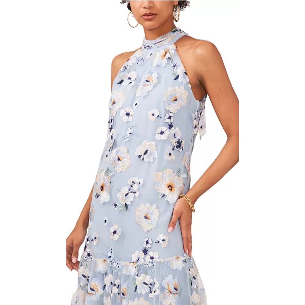 Cece Light Blue Avianna Embroidered Sleeveless Maxi Dress 12 NWT - Picture 3 of 12